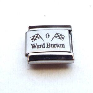 Ward Burton 0 Nascar laser 9mm stainless steel italian charm bracelet link new